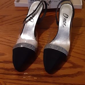 Ladies Onex Black & Sequined Dress Slingback 6.5 M